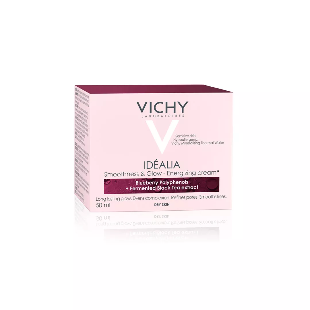 Crema energizanta cu efect de netezire si iluminare pentru tenul uscat-sensibil Idealia, 50 ml, Vichy, [],farmaciabajan.ro