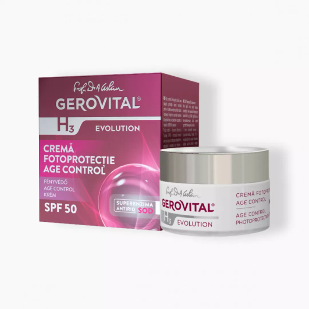 Crema Fotoprotectie Age Control si Efect Antirid SPF 50, H3 Evolution, 50 ml, Gerovital, [],farmaciabajan.ro