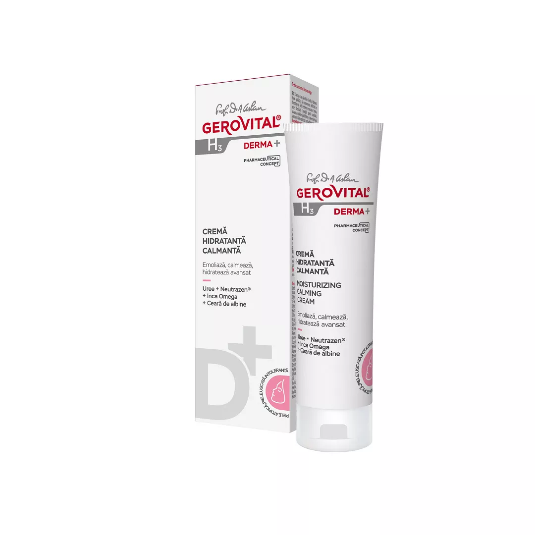 Crema hidratanta calmanta H3 Derma+, 50 ml, Gerovital, [],farmaciabajan.ro