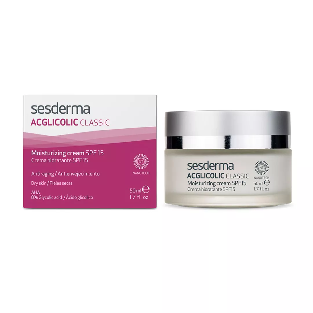 Crema hidratanta pentru ten uscat cu SPF 15 ACglicolic Classic, 50 ml, Sesderma, [],farmaciabajan.ro