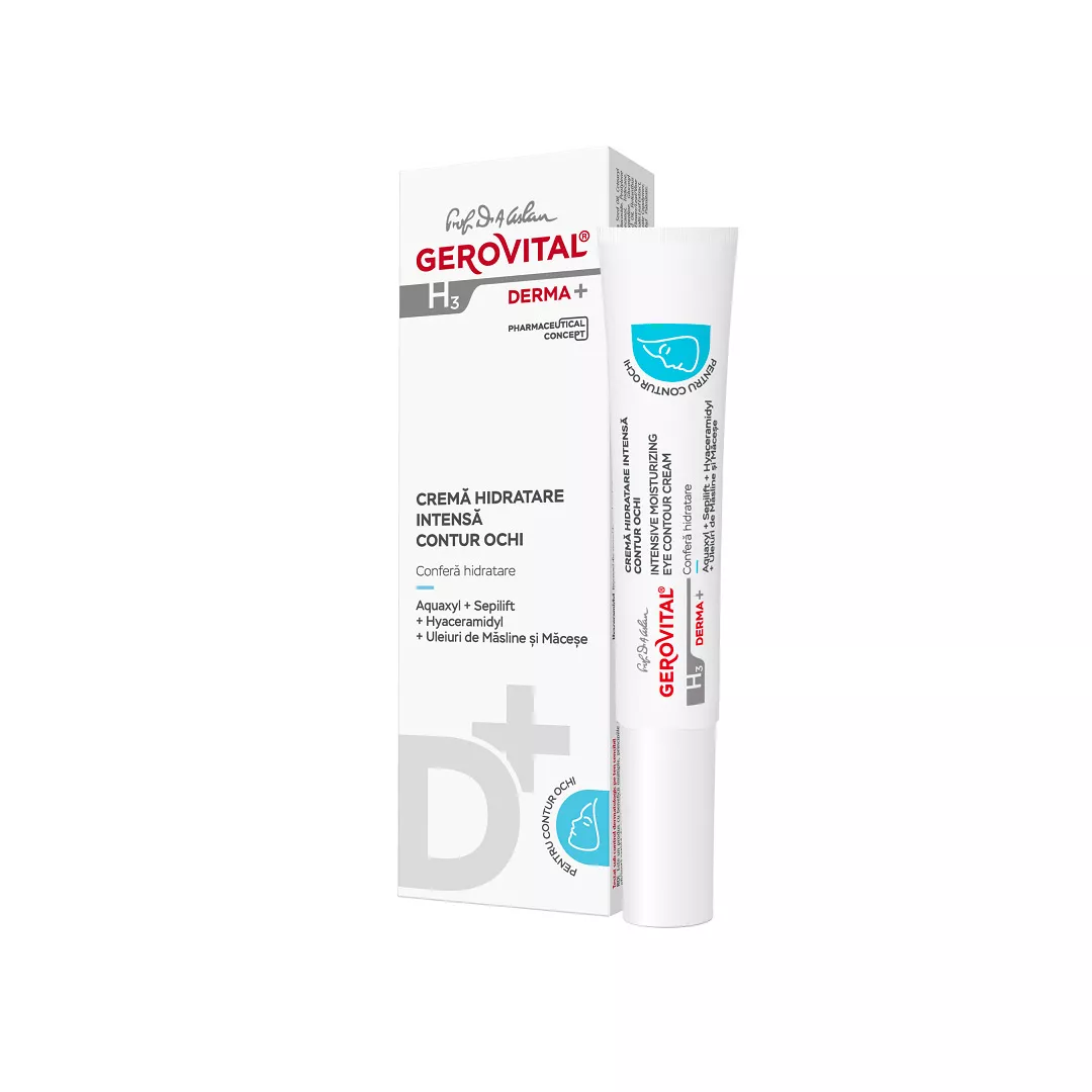 Crema hidratare intensa contur de ochi H3 Derma+, 15 ml, Gerovital, [],https:farmaciabajan.ro
