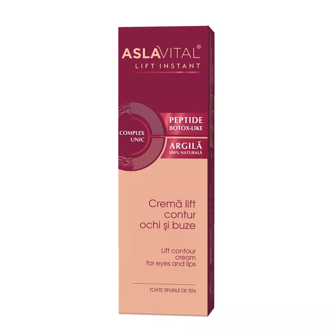 Crema lift pentru contur ochil si buze Lift Instant, 15 ml, Aslavital, [],farmaciabajan.ro