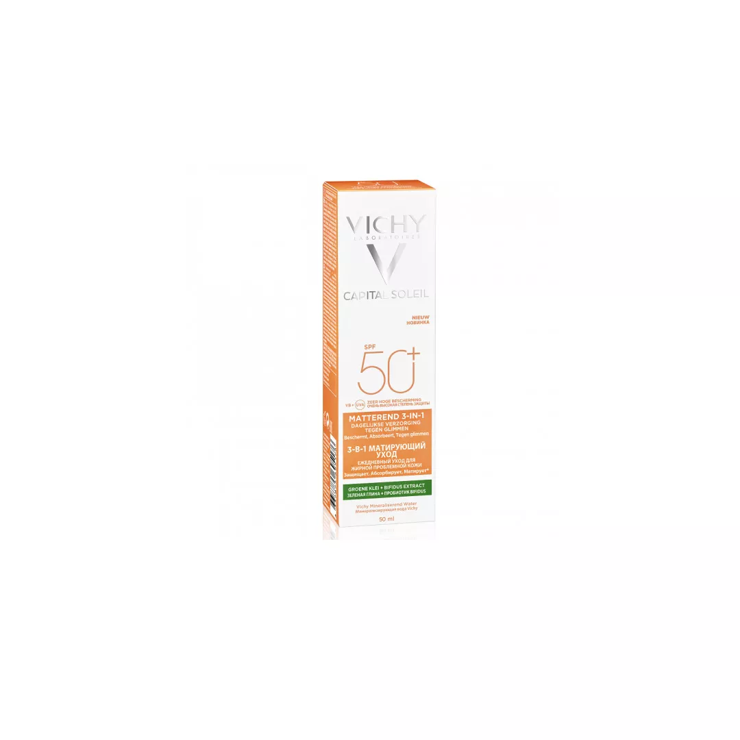 Crema matifianta anti-stralucire 3 in 1 cu SPF 50+ Capital Soleil, 50 ml, Vichy , [],https:farmaciabajan.ro
