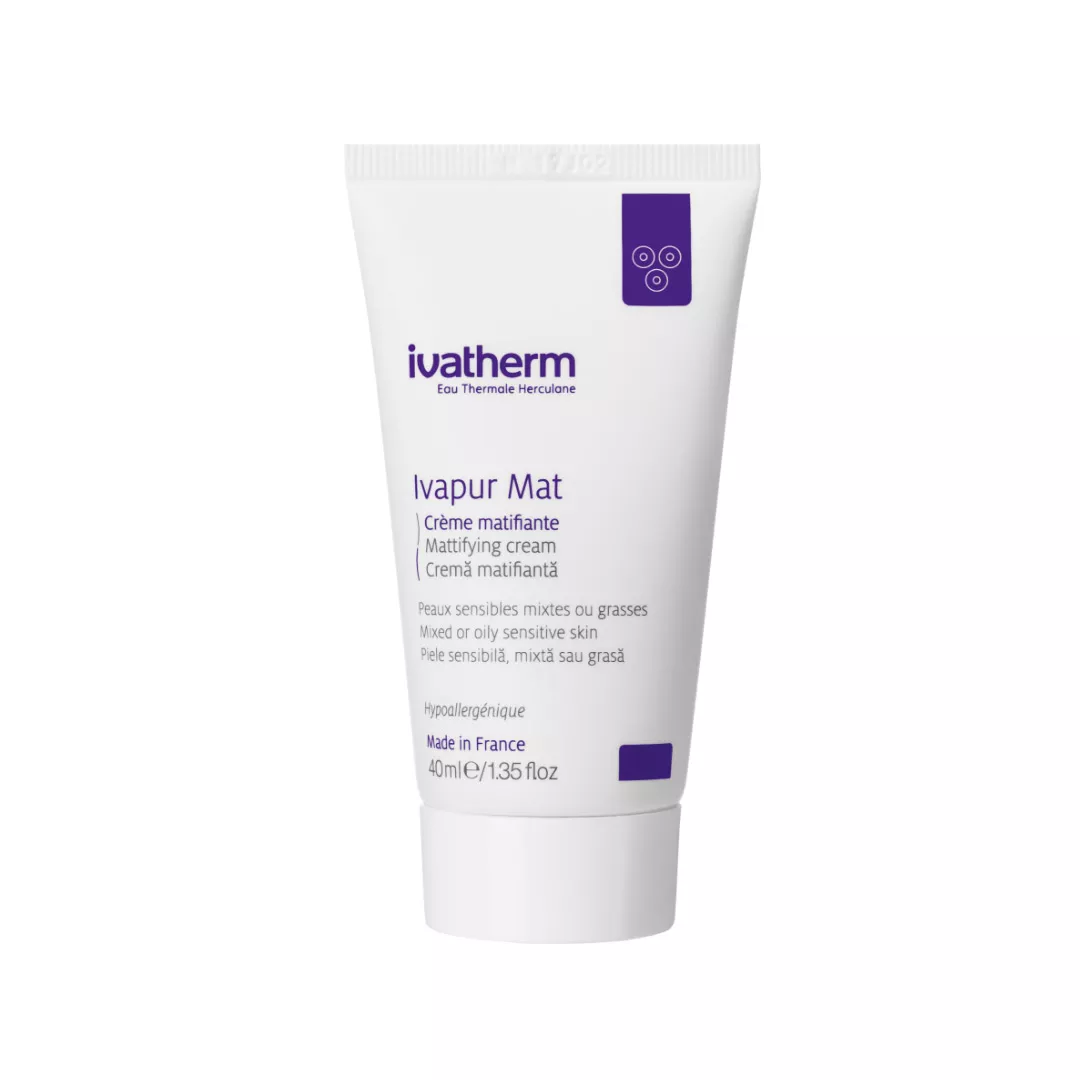 Crema matifianta pentru piele sensibila, mixta sau grasa Ivapur Mat, 40 ml, Ivatherm, [],farmaciabajan.ro