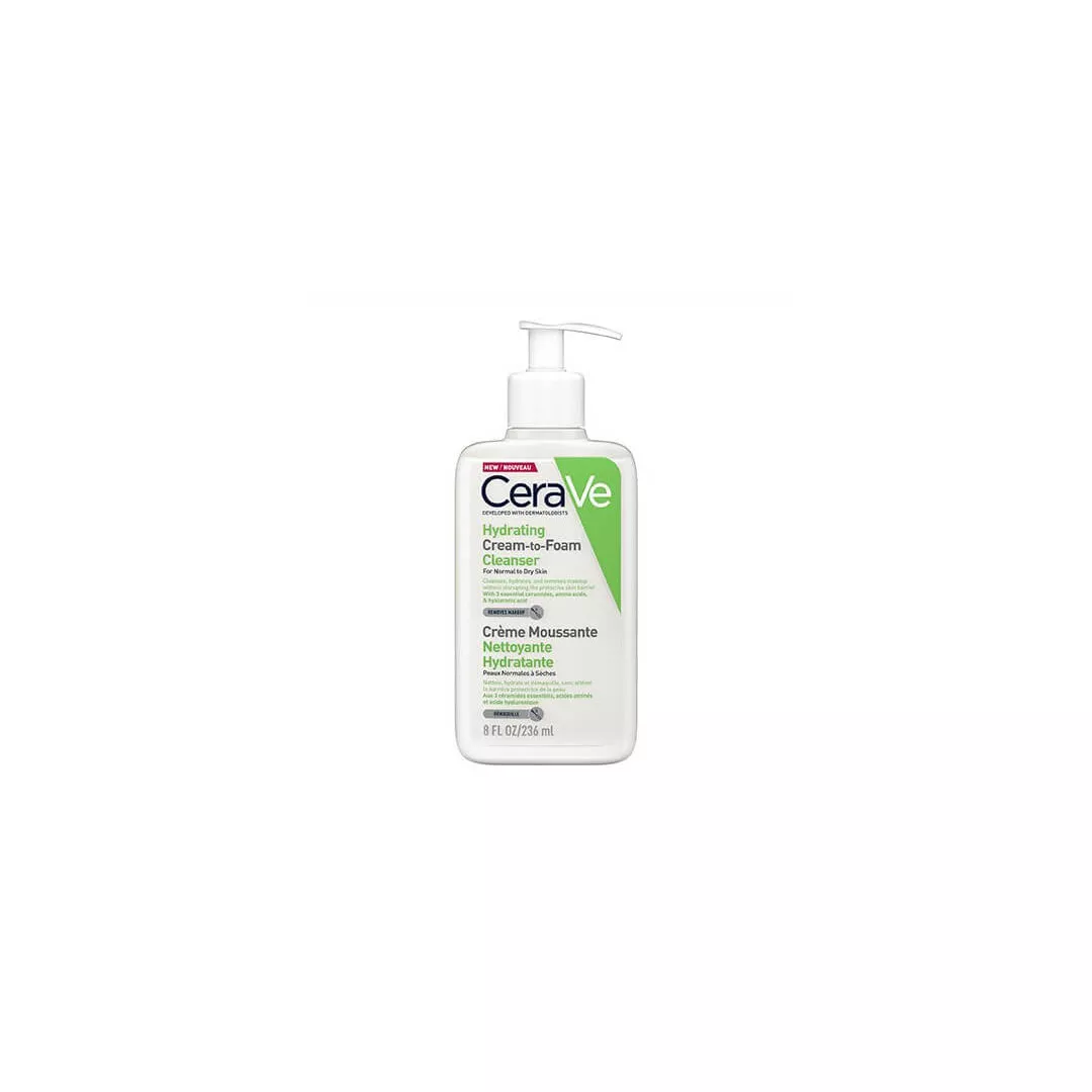 Crema spuma de curatare Hydrating Cream-to-Foam Cleanser, 236 ml, CeraVe, [],farmaciabajan.ro
