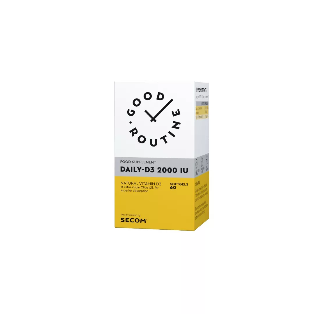 Daily D3 2000IU Good Routine, 60 capsule moi, Secom, [],farmaciabajan.ro