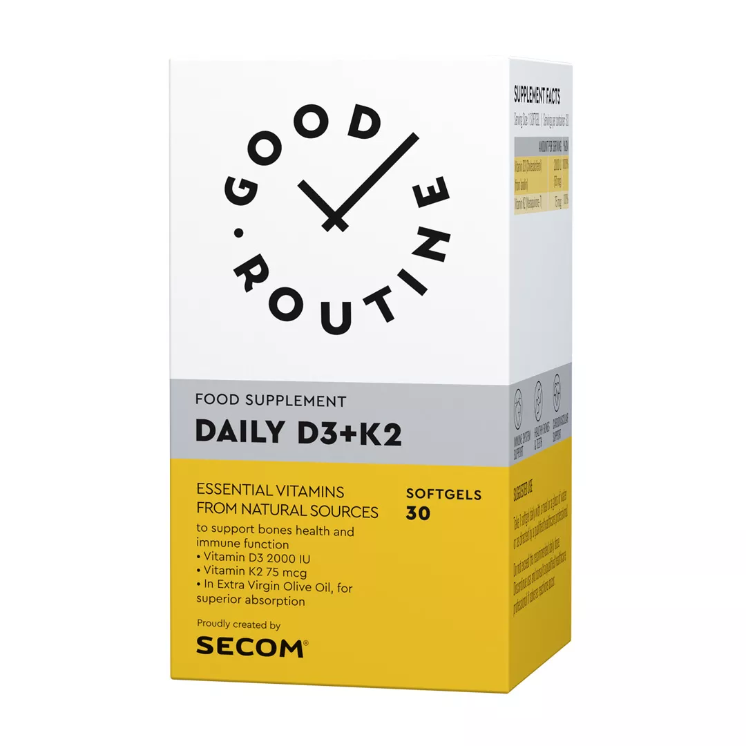 Daily Vitamina D3 + K2, 30 capsule moi, Good Routine, [],farmaciabajan.ro