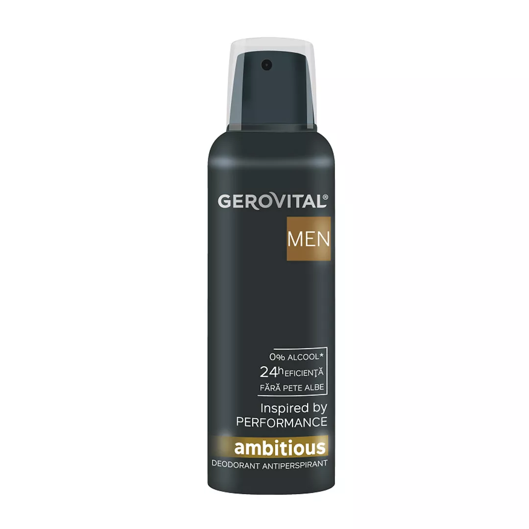 Deodorant antiperspirant Ambitious, 150 ml, Gerovital Men, [],https:farmaciabajan.ro