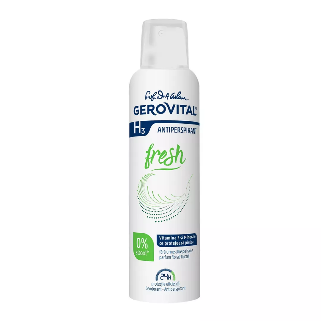Deodorant Antiperspirant Gerovital H3 - Fresh, 150 ml, Farmec, [],https:farmaciabajan.ro