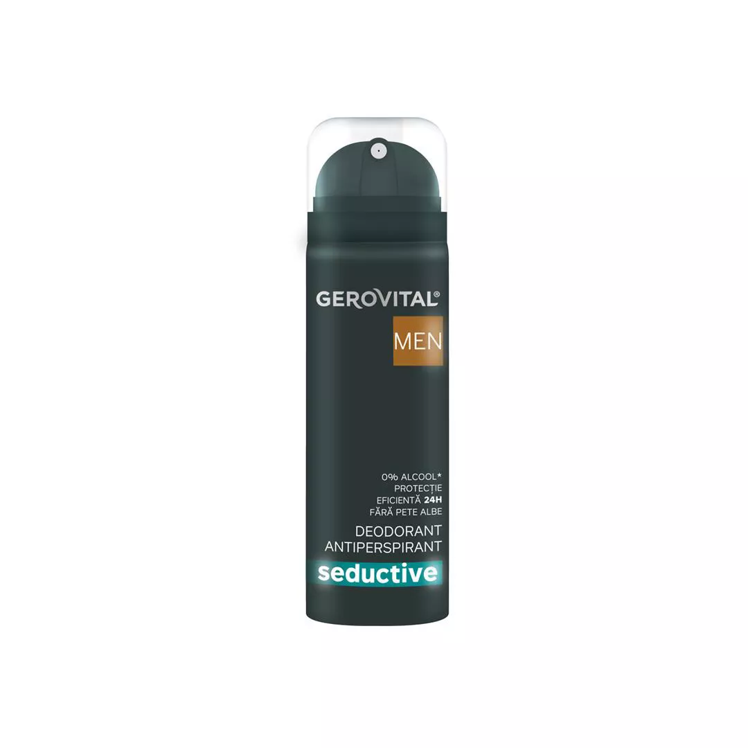 Deodorant Antiperspirant Seductive 150 ml, Gerovital Men, Farmec, [],https:farmaciabajan.ro