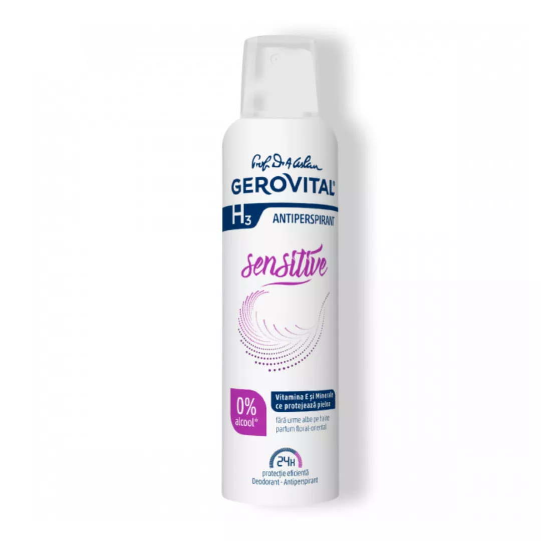 Deodorant antiperspirant H3 Classic Sensitive, 150 ml, Gerovital, [],https:farmaciabajan.ro
