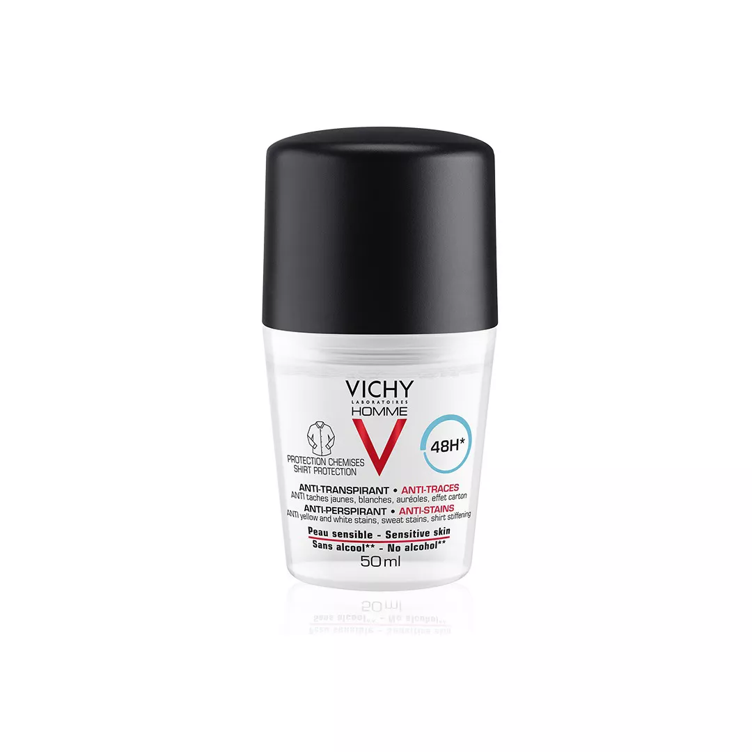 Deodorant roll-on antiperspirant anti-urme pentru barbati 48h, 50 ml, Vichy Homme, [],https:farmaciabajan.ro