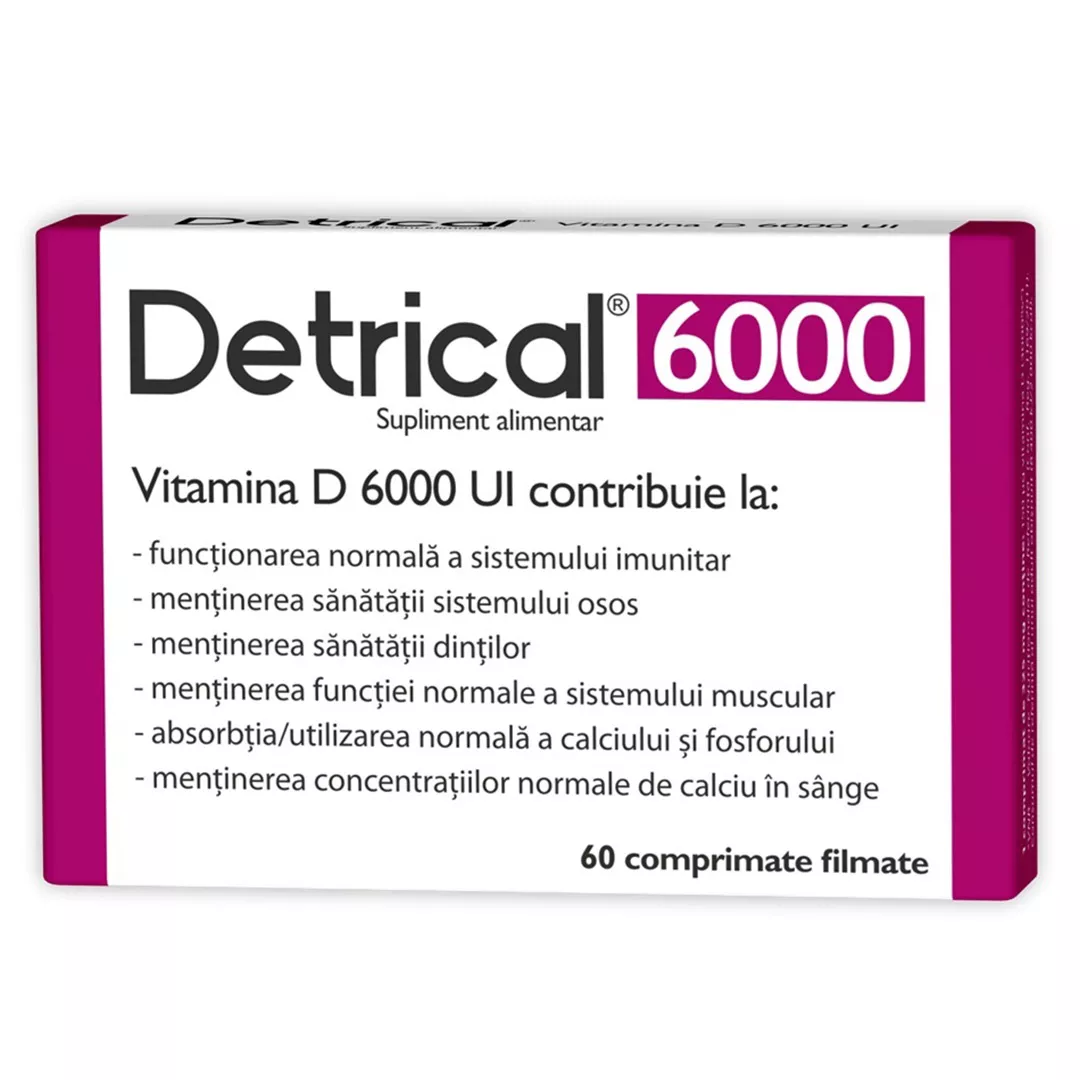 Detrical Vitamina D, 6000 UI, 60 comprimate, Zdrovit, [],farmaciabajan.ro