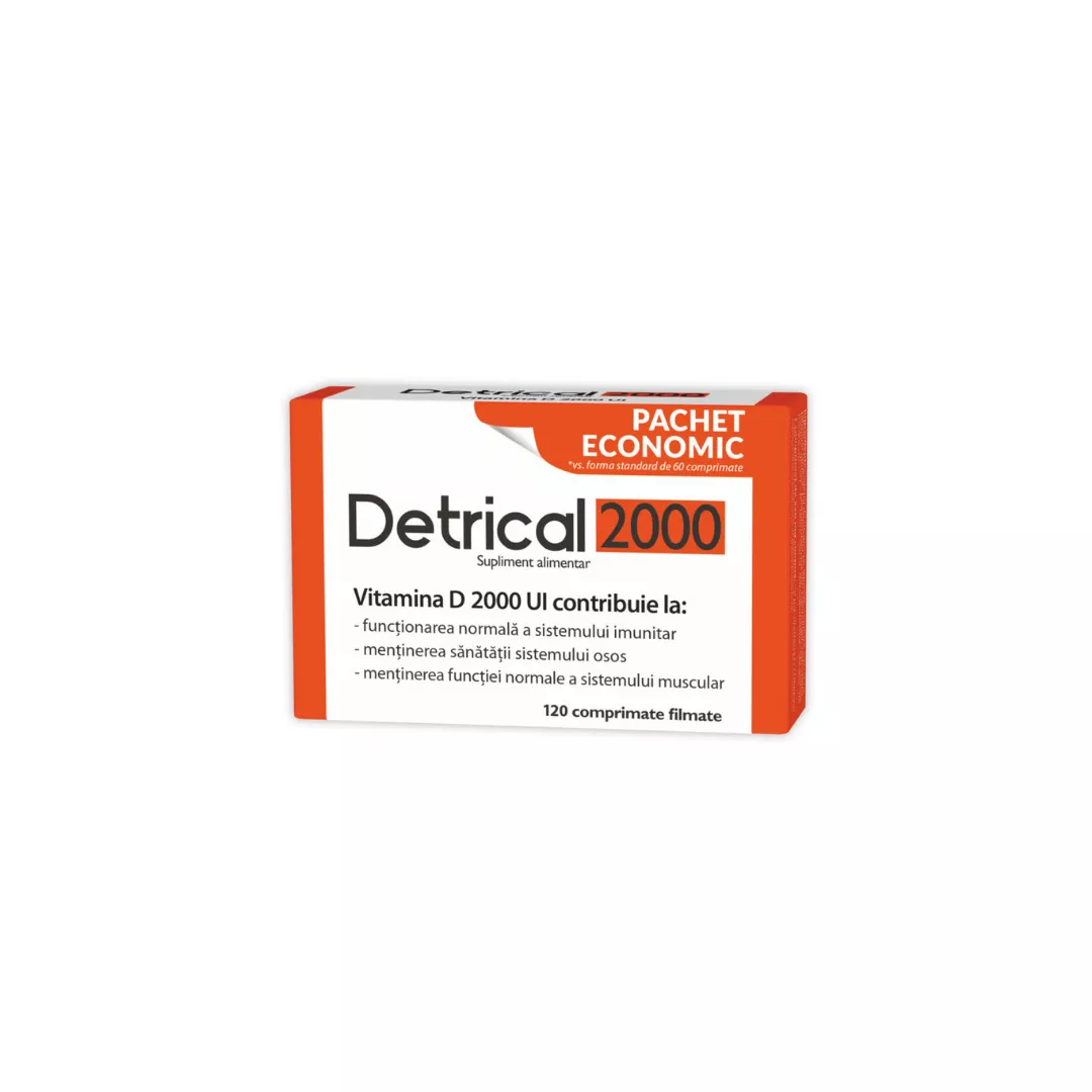 Detrical Vitamina D3 2000 UI, 120 comprimate, Zdrovit, [],https:farmaciabajan.ro