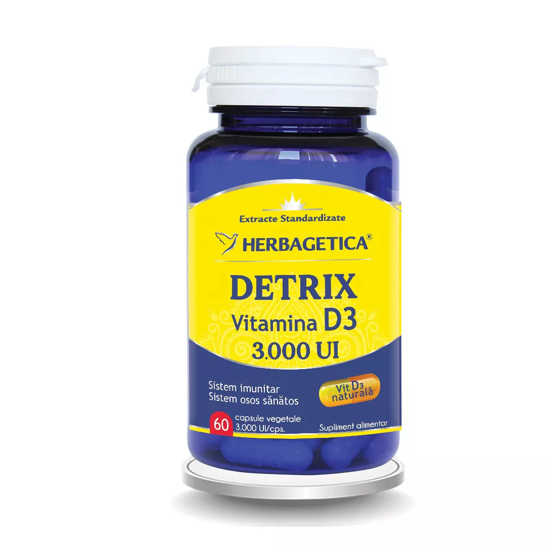 Detrix Vitamina D3 3000 UI, 60 capsule, Herbagetica, [],farmaciabajan.ro