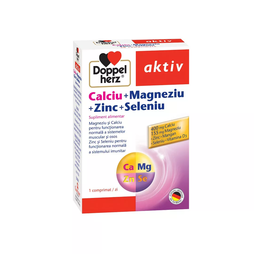 Calciu Magneziu Zinc Seleniu, 30 comprimate, Doppelherz, [],farmaciabajan.ro