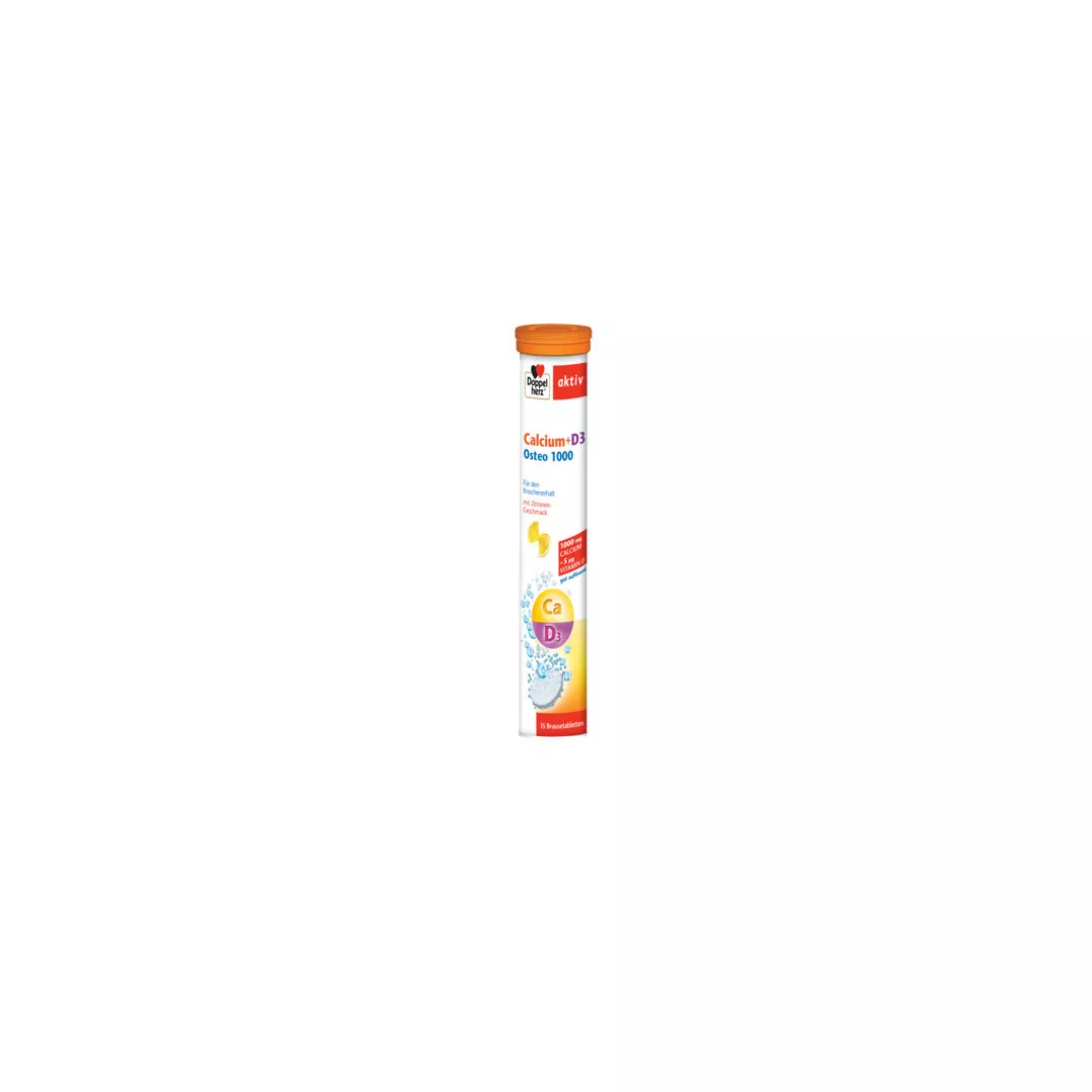 Doppelherz aktiv Calciu + D3 Osteo 1000 Efervescent, 15 comprimate efervescente, [],farmaciabajan.ro