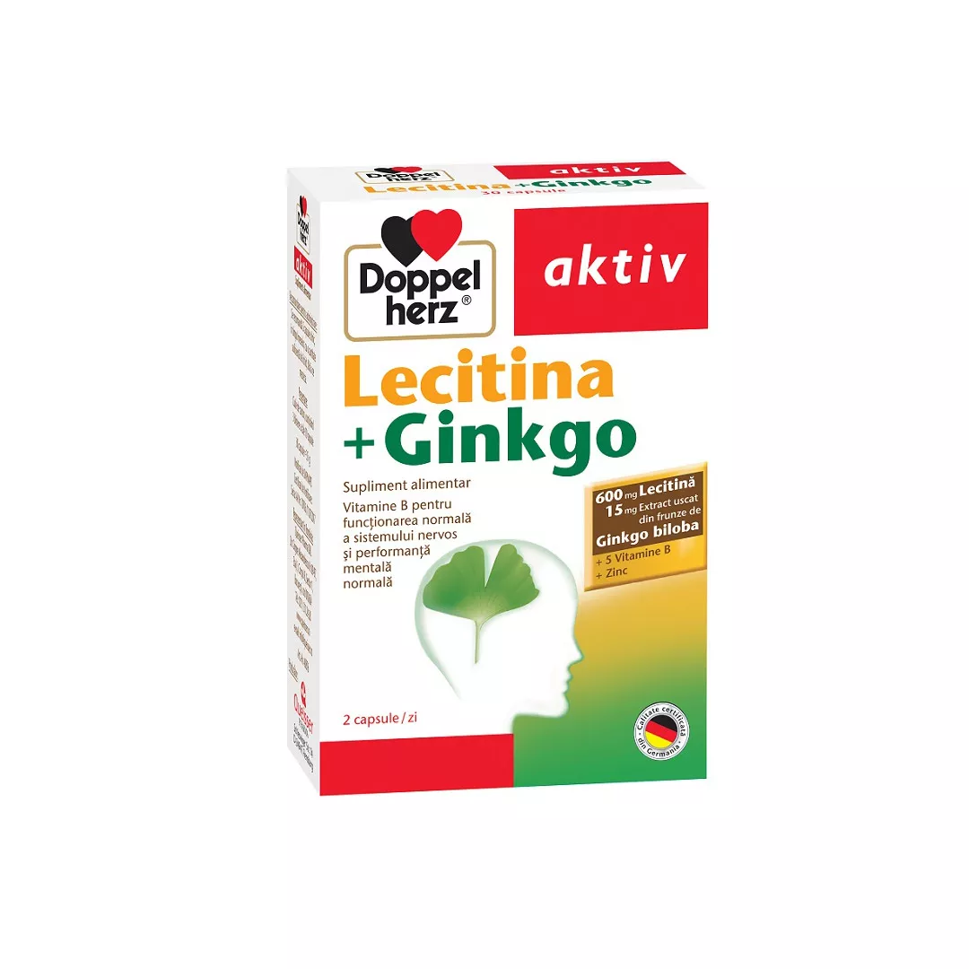 Lecitina+Ginkgo, 30 capsule, Doppelherz, [],https:farmaciabajan.ro
