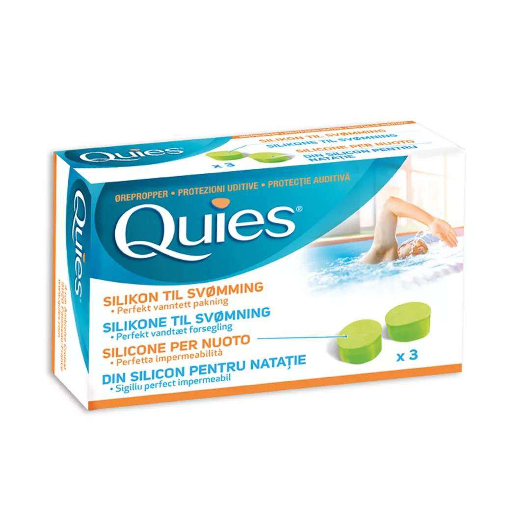 Dopuri din silicon destinate inotului pentru adulti, 3 perechi, Quies, [],farmaciabajan.ro