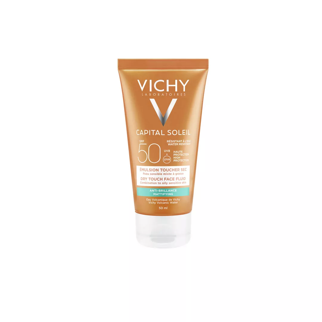 Emulsie matifianta Capital Soleil Dry Touch SPF 50, 50 ml, Vichy, [],farmaciabajan.ro