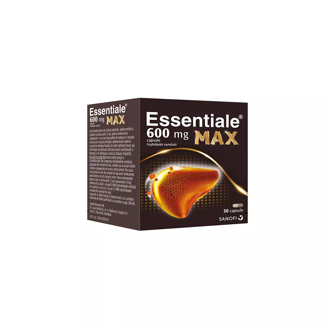 Essentiale MAX 600 mg, 30 capsule, Sanofi Aventis, [],https:farmaciabajan.ro