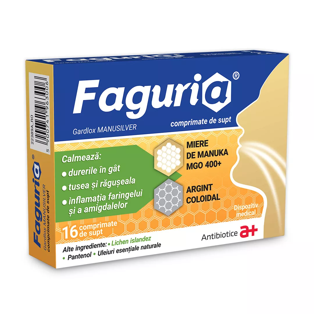 Faguria, 16 comprimate de supt, Antibiotica SA, [],https:farmaciabajan.ro