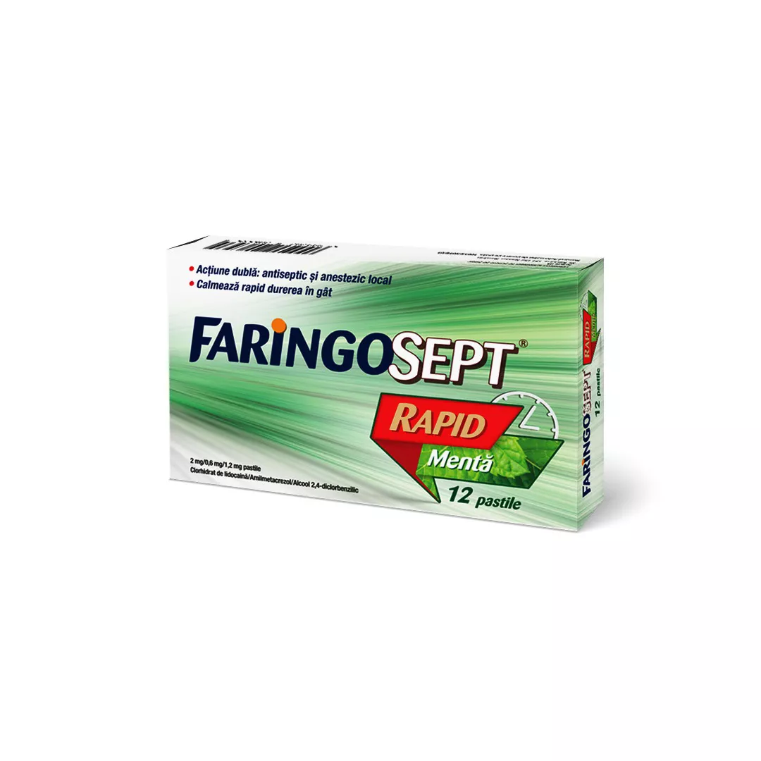 Faringosept Rapid cu aroma de menta, 12 pastile, Terapia , [],farmaciabajan.ro