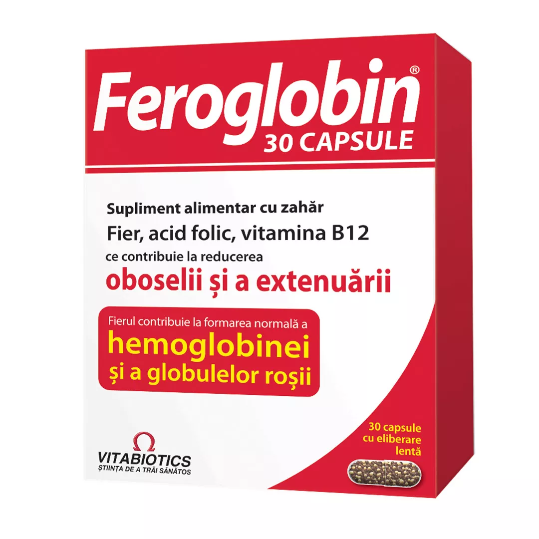 Feroglobin B12, 30 capsule, Vitabiotics, [],https:farmaciabajan.ro