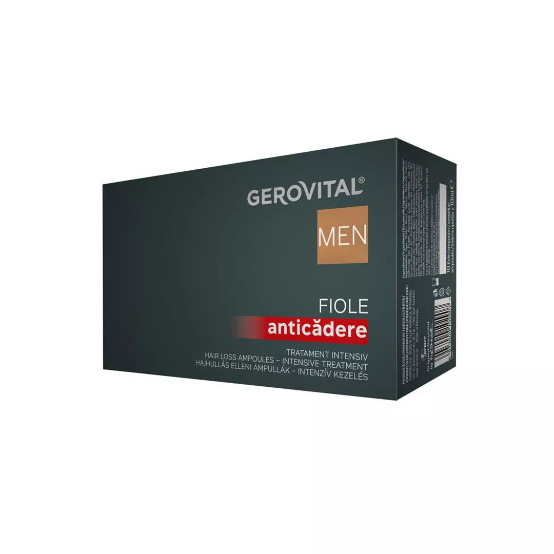 Fiole Anticadere Tratament Intensiv Gerovital Men, 10 fiole x 10 ml, Farmec, [],farmaciabajan.ro