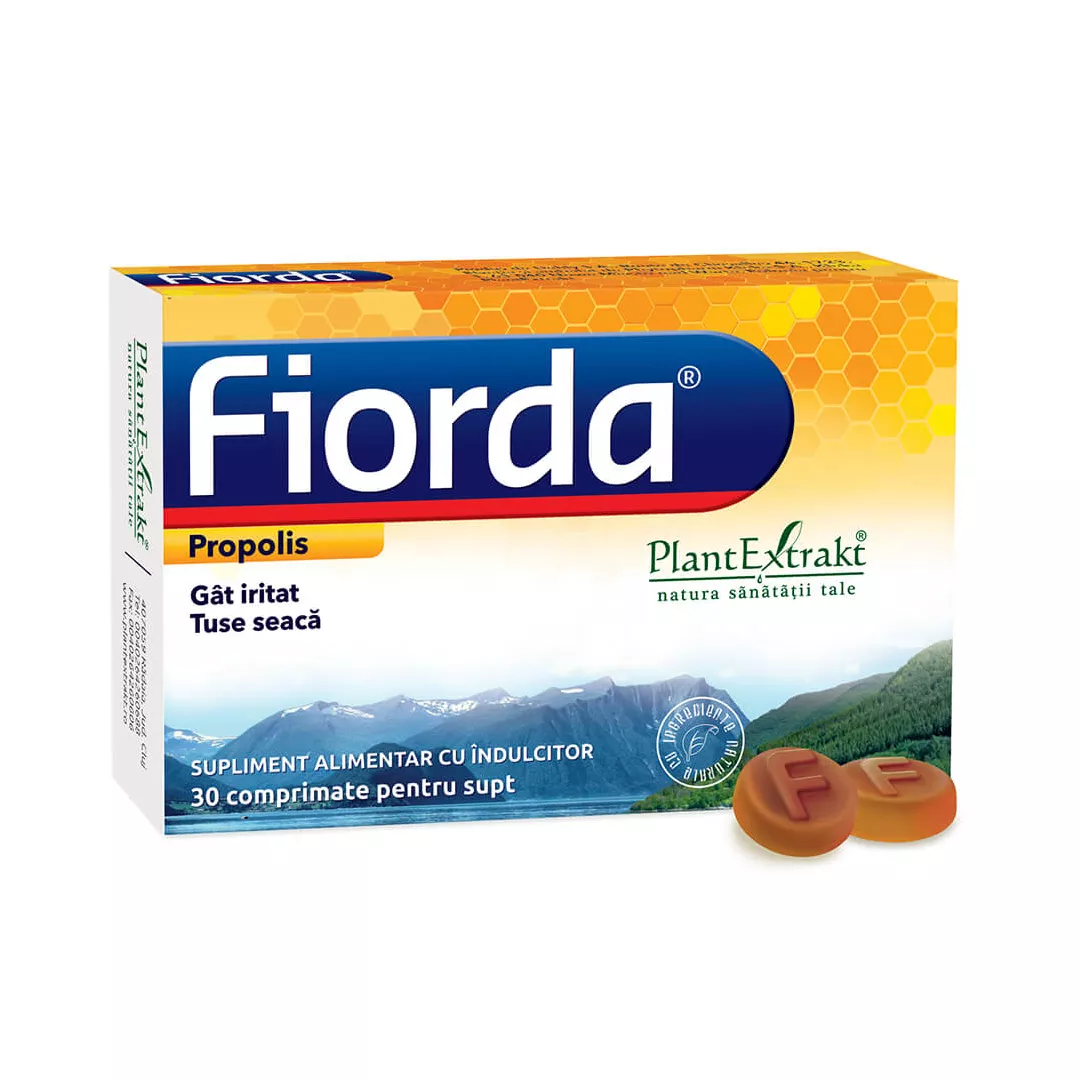 Fiorda cu aroma de propolis, 30 comprimate, Plant Extrakt, [],https:farmaciabajan.ro