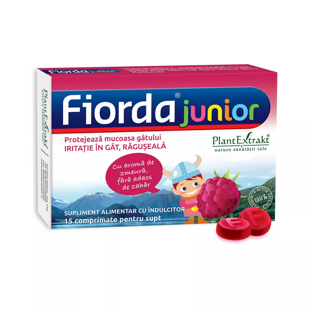 Fiorda Junior cu aroma de zmeura, 15 comprimate, Plant Extrakt, [],https:farmaciabajan.ro