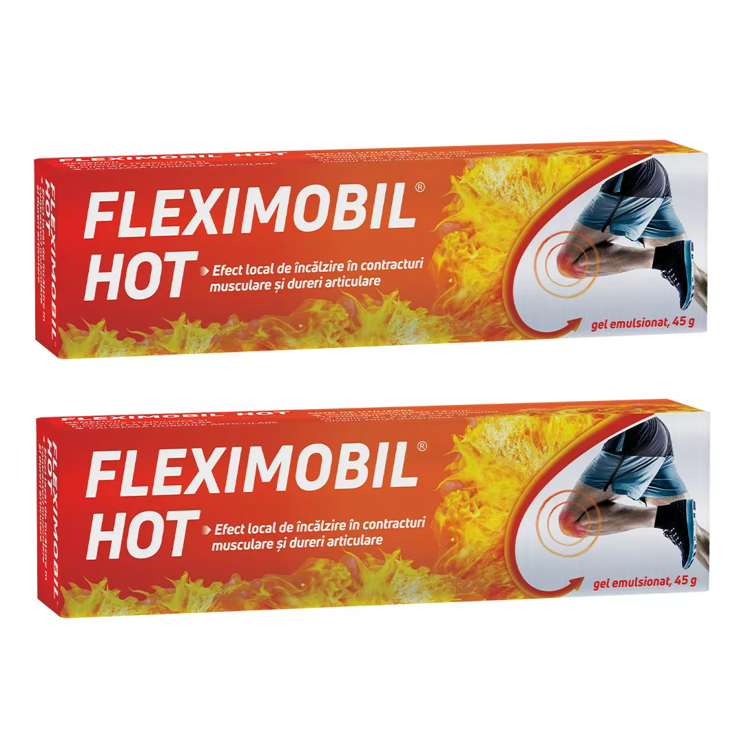 Pachet Fleximobil Hot, gel emulsionat (2 la pret de 1), 45 g, Fiterman, [],https:farmaciabajan.ro