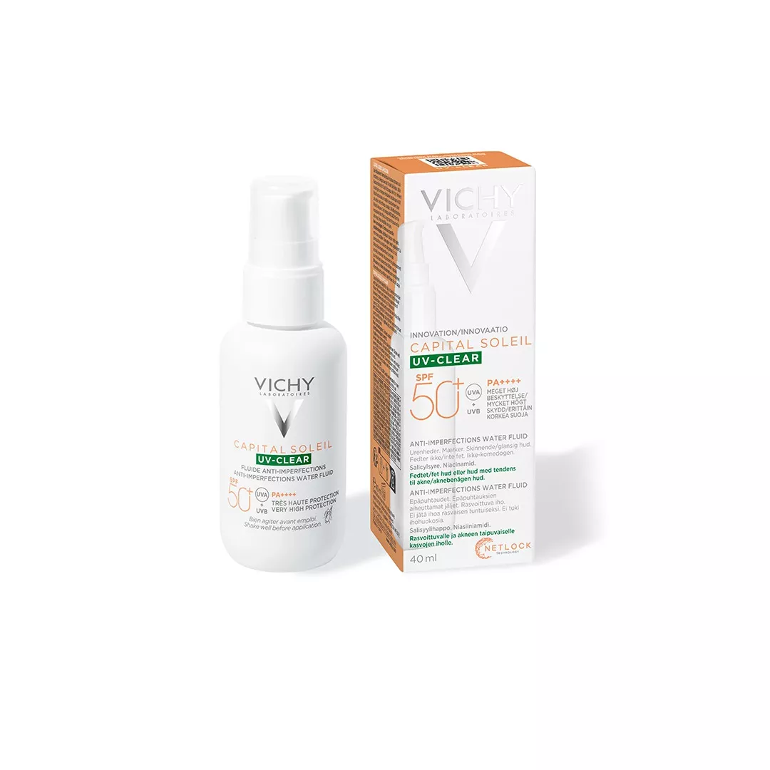 Fluid cu protectie solara SPF 50+ pentru fata UV Clear Capital Soleil, 40 ml, Vichy, [],farmaciabajan.ro