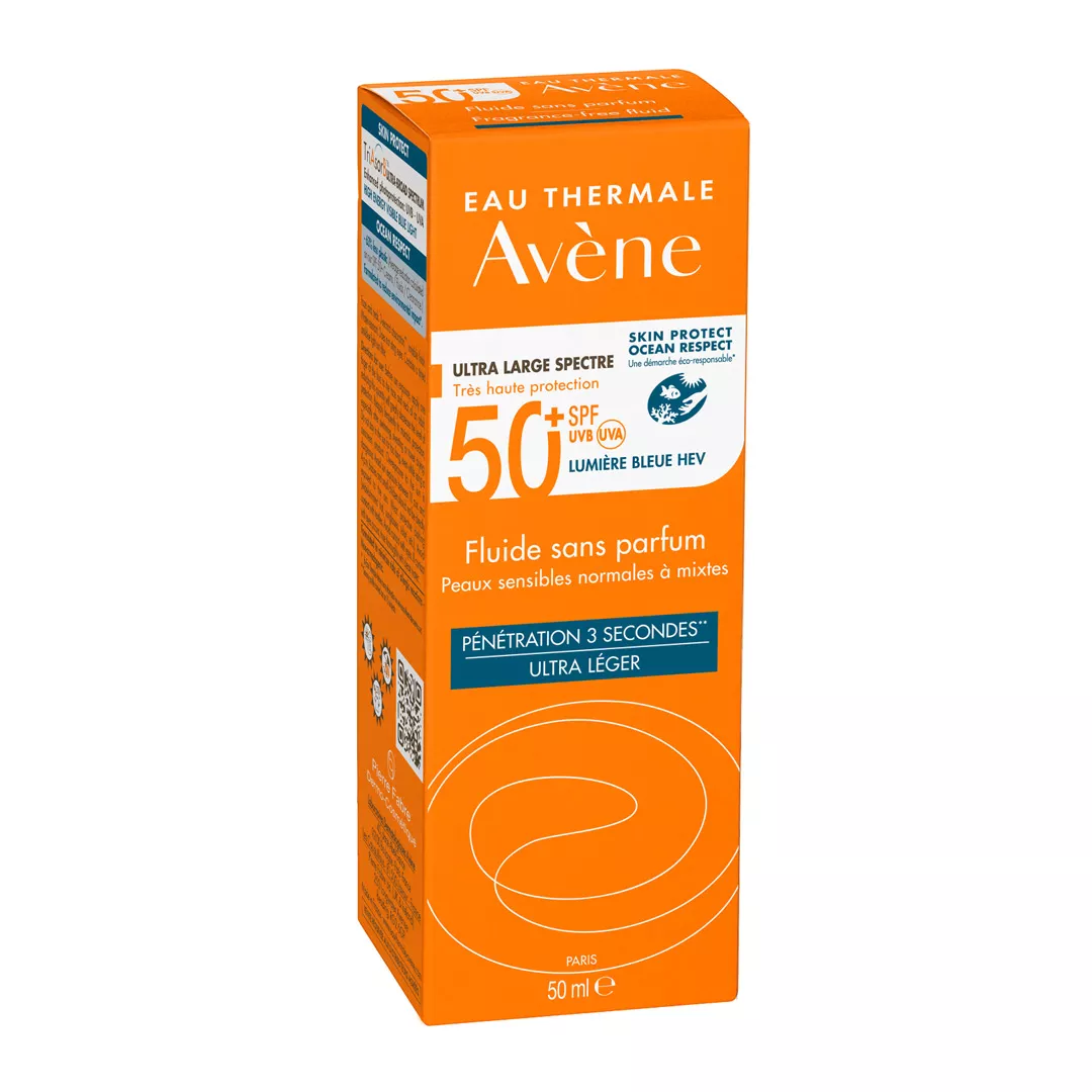 Fluid fara parfum pentru protectie solara SPF 50+, 50 ml, Avene, [],farmaciabajan.ro