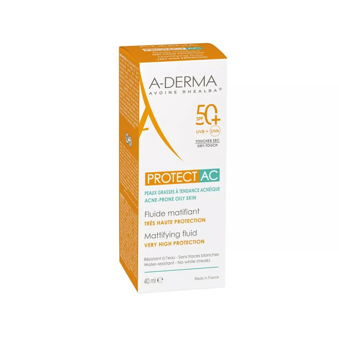 Fluid matifiant pentru protectie solara cu SPF 50+, 40 ml, A-Derma Protect AC, [],farmaciabajan.ro