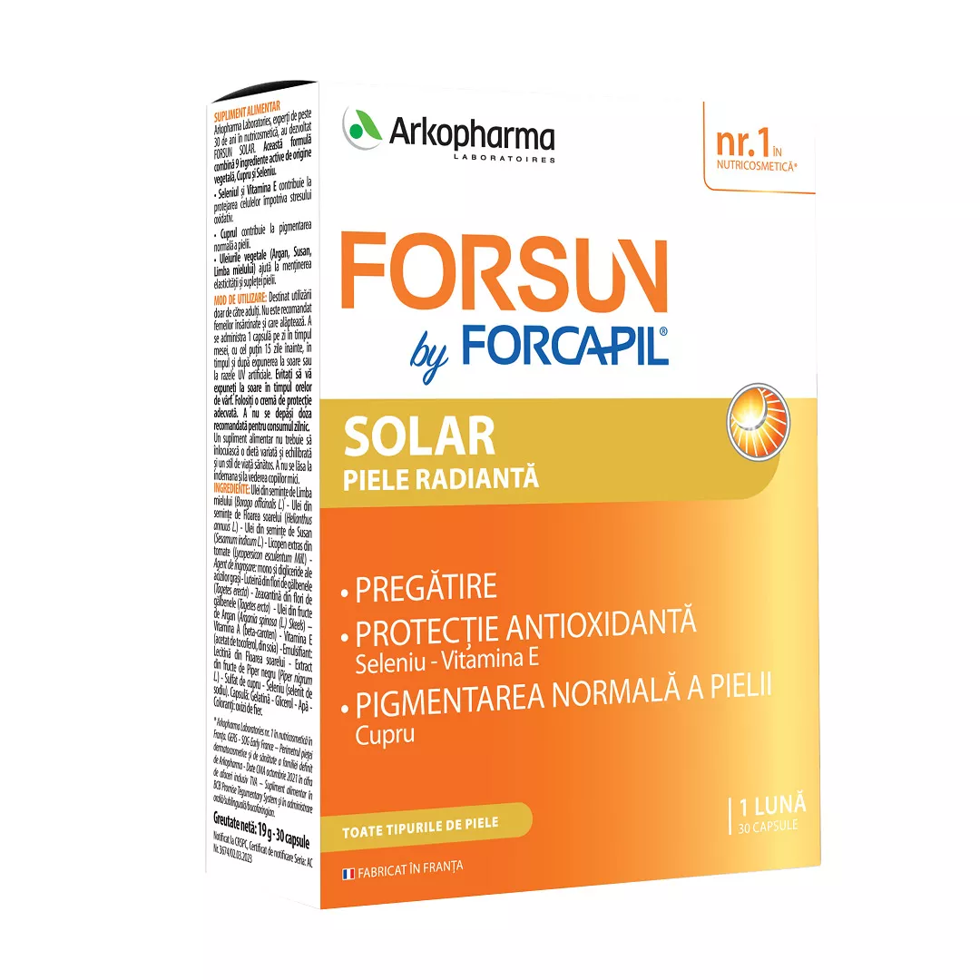 Forcapil Forsun Solar, 30 capsule, Arkopharma, [],https:farmaciabajan.ro