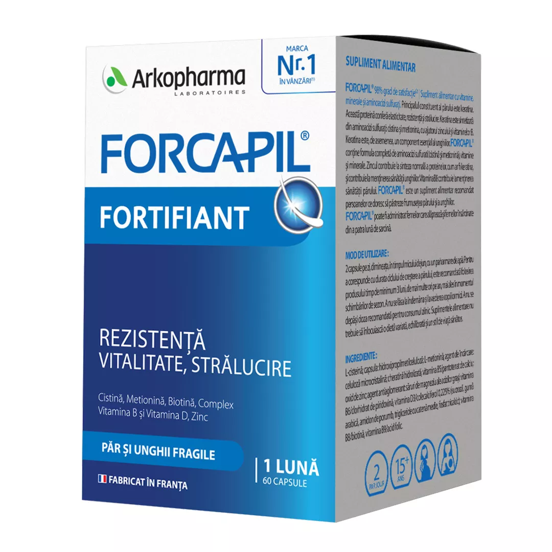 Forcapil par si unghii, 60 capsule, Arkopharma, [],https:farmaciabajan.ro