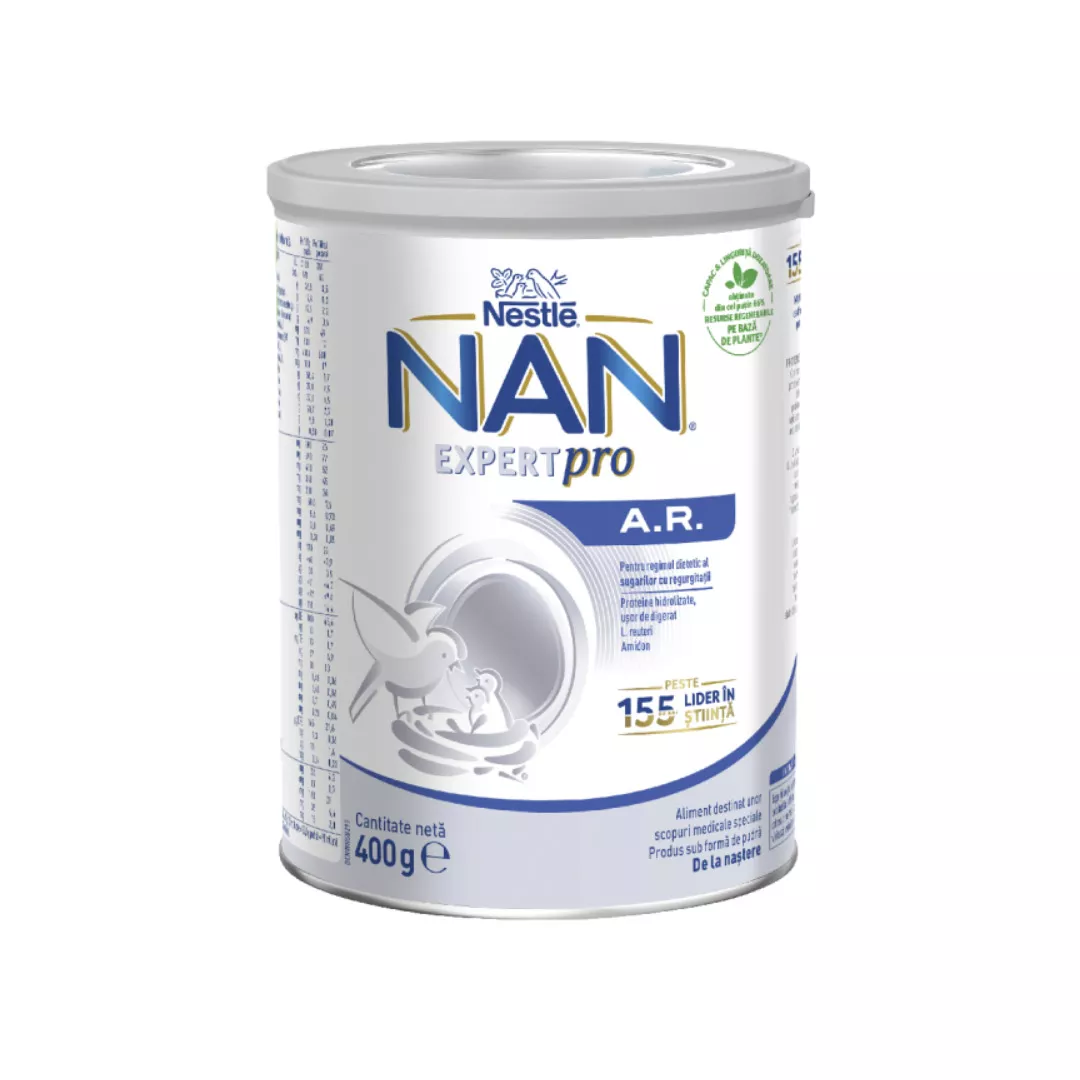 Lapte praf Nan AntiRegurgitare +0 luni, 400g, Nestle, [],farmaciabajan.ro