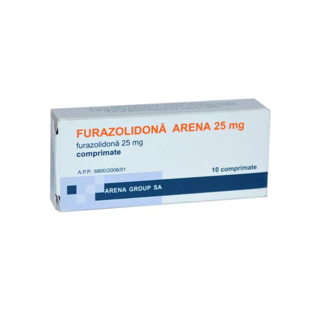Furazolidona Arena 25mg, 10 comprimate, [],https:farmaciabajan.ro