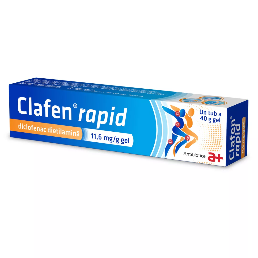 Gel Clafen® Rapid, 11.6 mg/gram, 40 g, Antibiotice S.A, [],https:farmaciabajan.ro