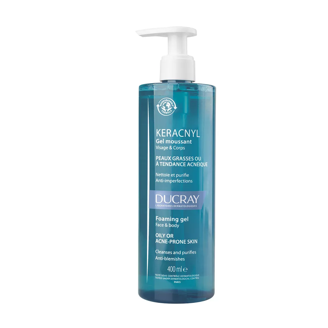 Gel spumant pentru pielea cu tendinta acneica Keracnyl, 400 ml, Ducray, [],farmaciabajan.ro