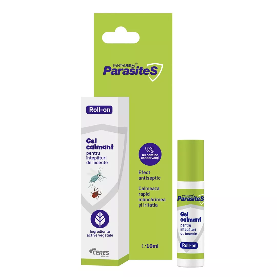 Gel tip roll on impotriva intepaturilor de insecte Santaderm Parasites, 10 ml, Viva Pharma, [],farmaciabajan.ro