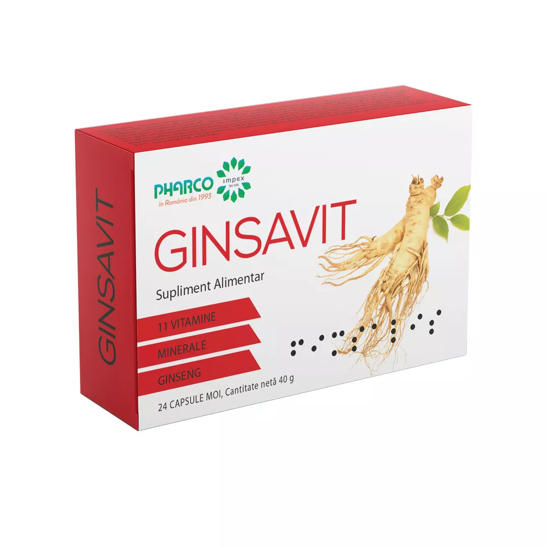 Ginsavit, 24 capsule, Pharco, [],farmaciabajan.ro