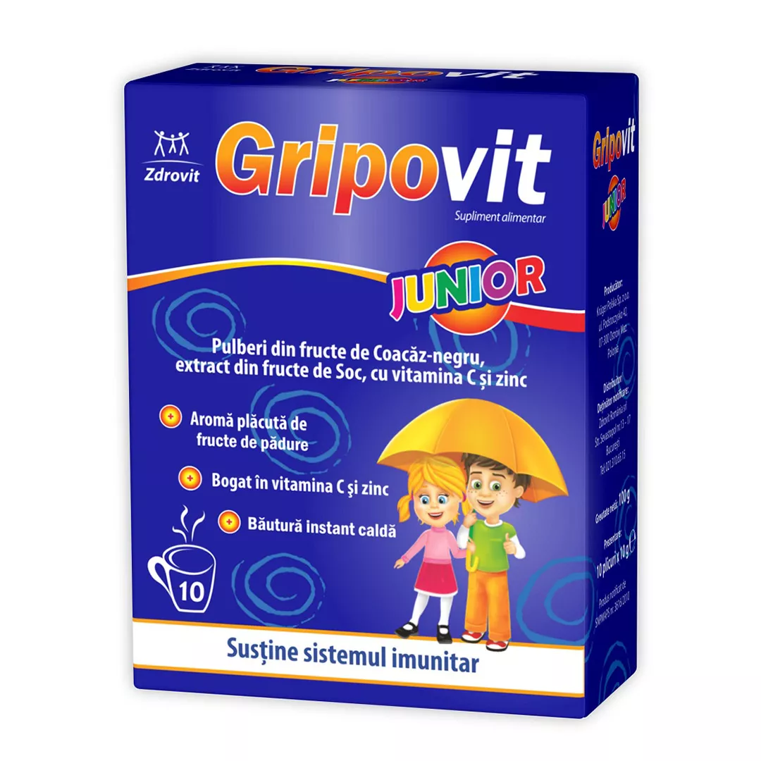 Gripovit Junior, 10 plicuri, Zdrovit, [],farmaciabajan.ro