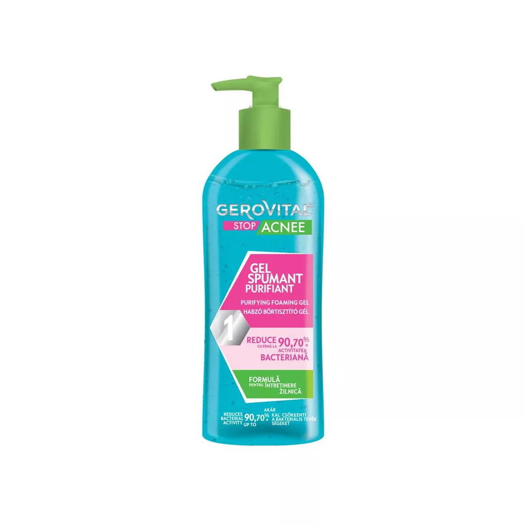 Gel Spumant Purifiant Gerovital Stop Acnee, 150 ml, [],farmaciabajan.ro