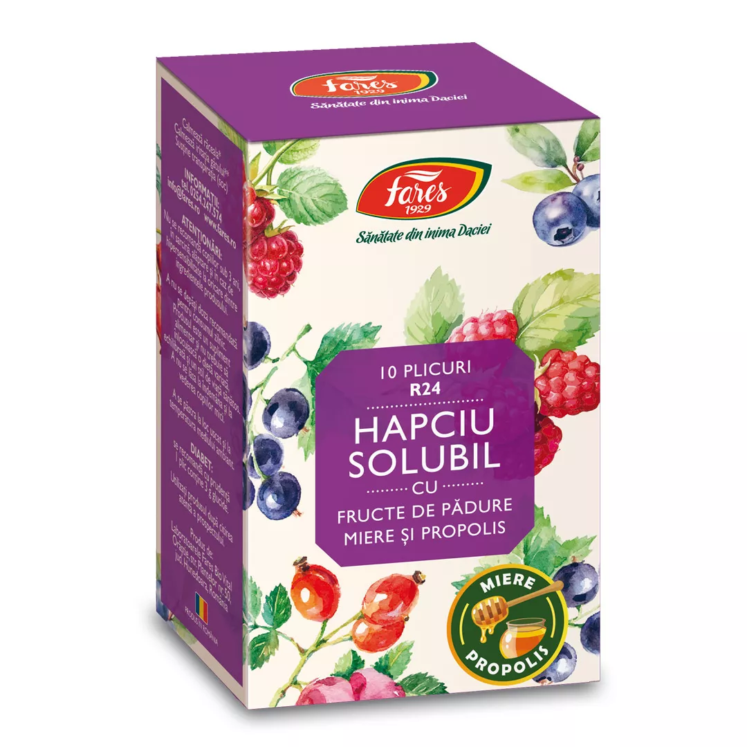 Hapciu solubil cu fructe de padure, 10 plicuri, Fares, [],farmaciabajan.ro