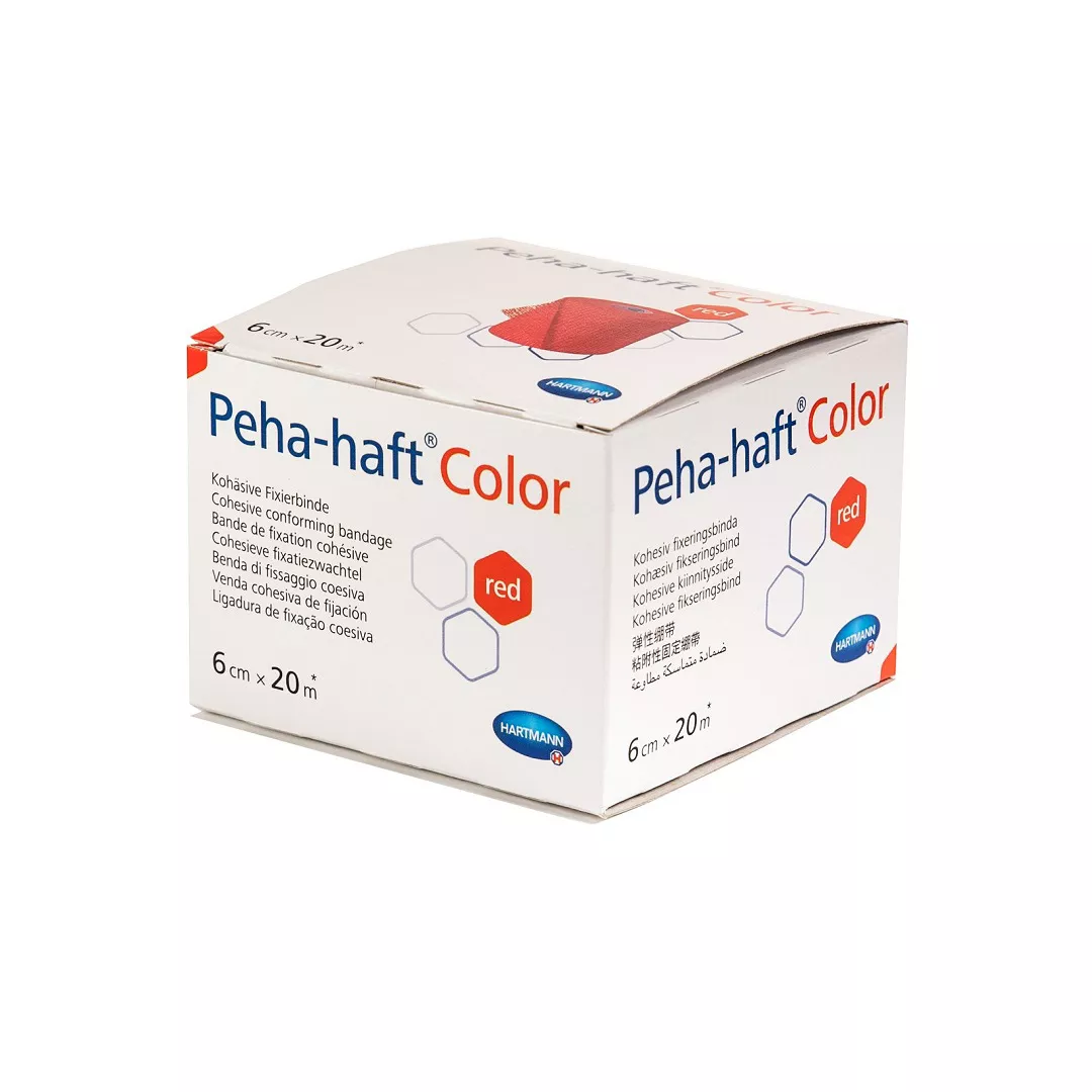Bandaj elastic autoadeziv Peha-haft Color, rosu, 6 cm x 20 m, Hartmann, [],farmaciabajan.ro