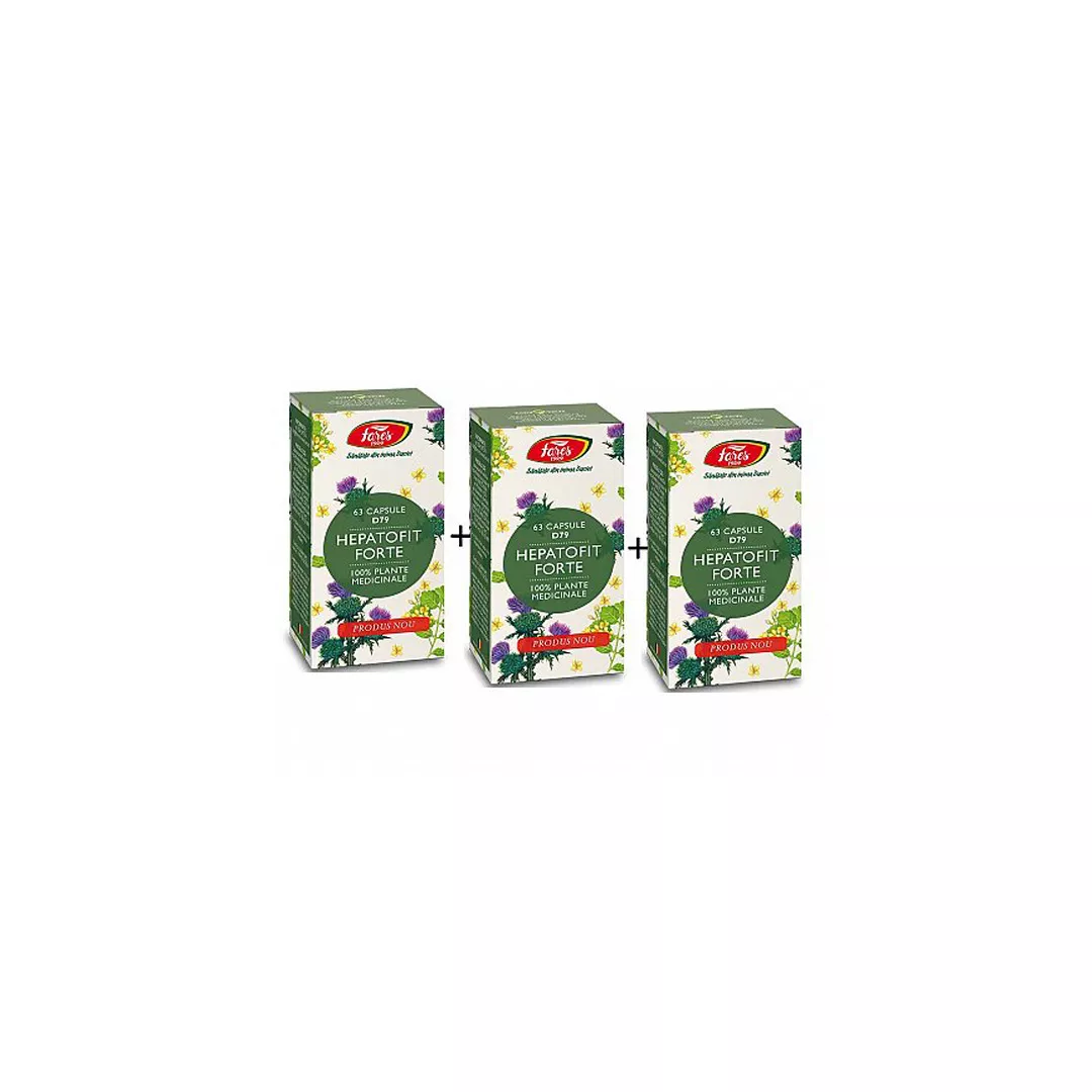 Hepatofit Forte, 63 capsule, Fares 2+1, [],farmaciabajan.ro