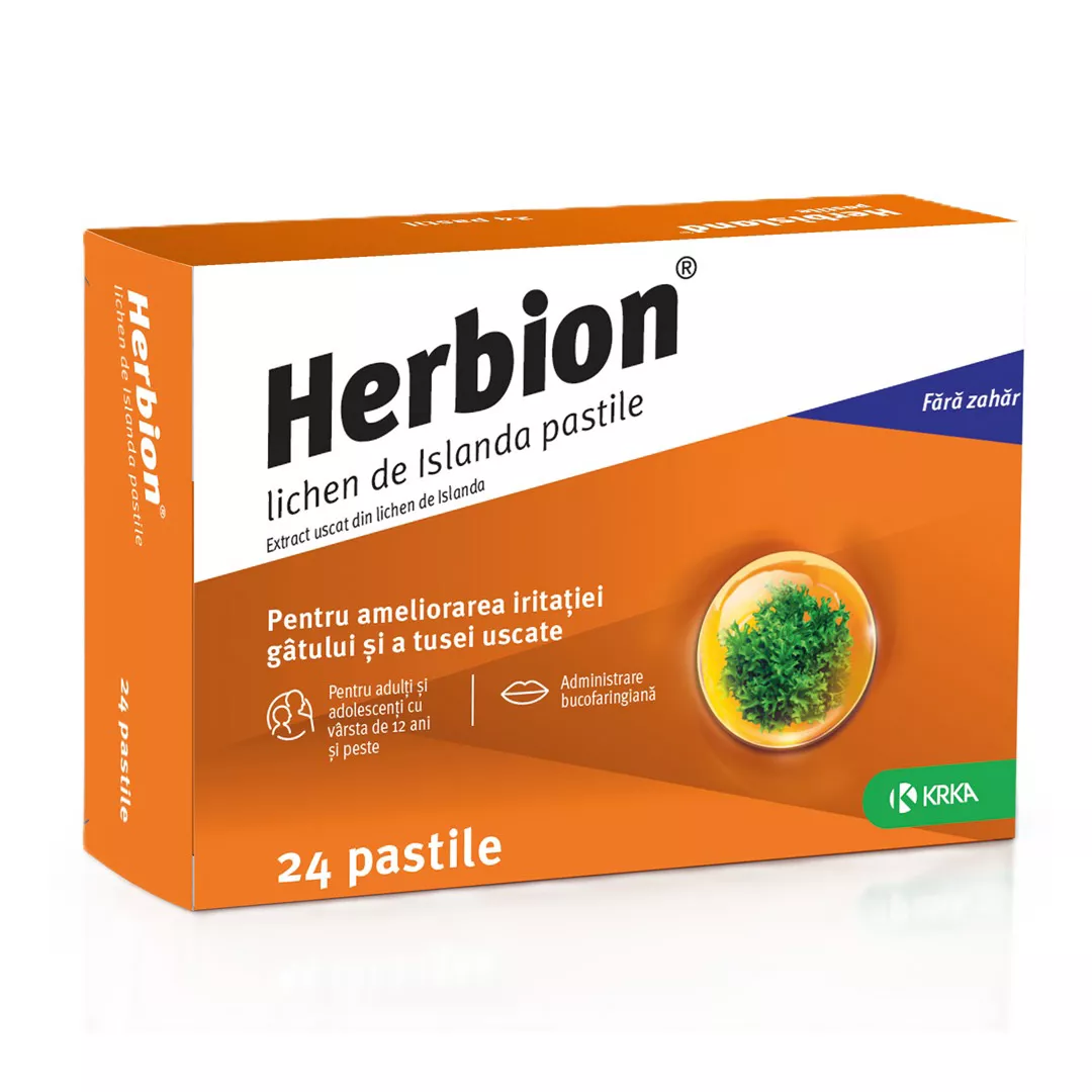 Herbion lichen de Islanda, 24 pastile, Krka, [],farmaciabajan.ro