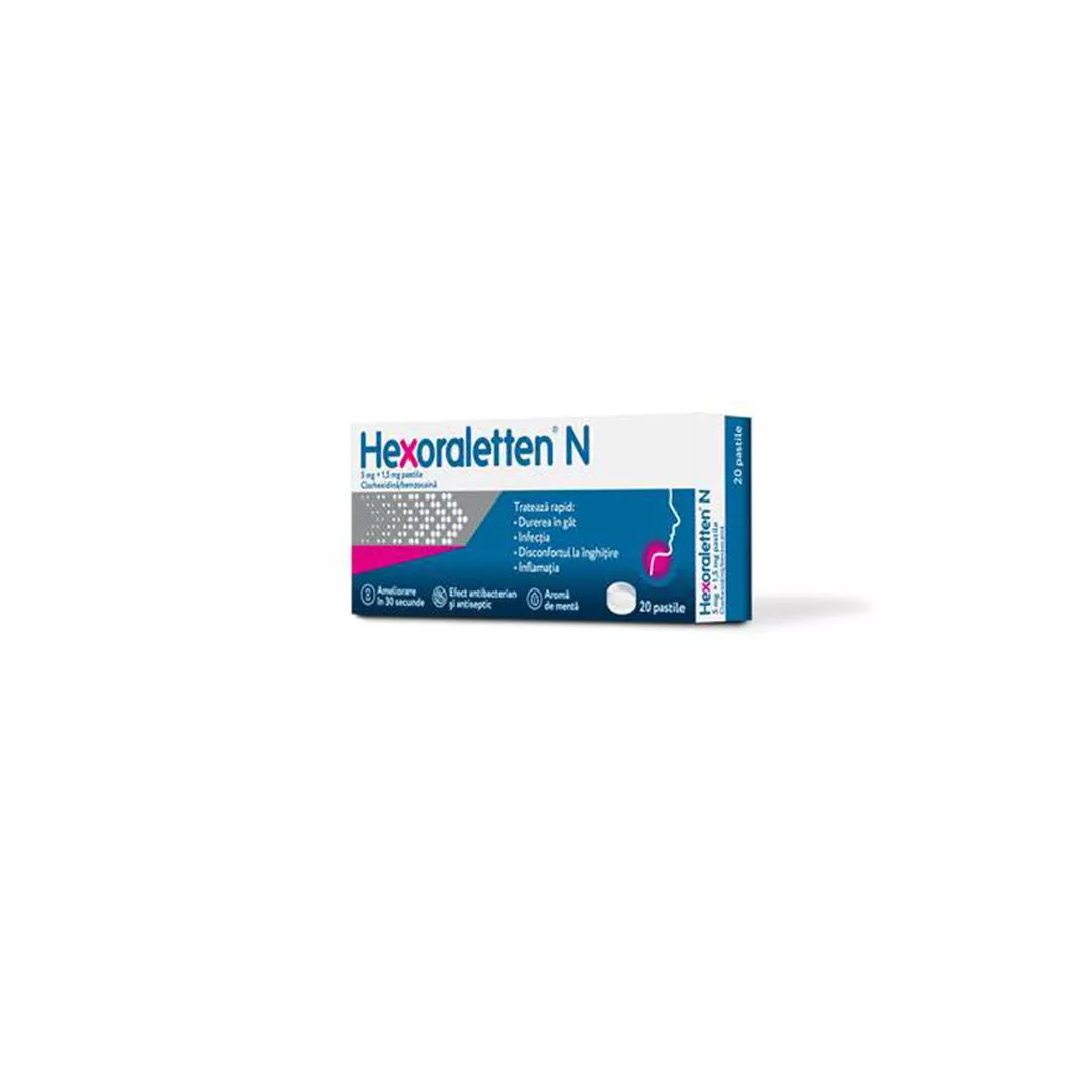 Hexoraletten N, 20 pastile, Johnson&Johnson, [],farmaciabajan.ro
